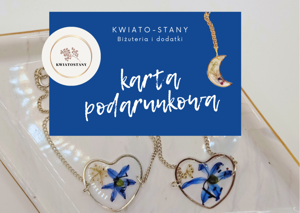 karta podarunkowa ze srebrnymi bransoletkami w kształcie serca z cebulicą