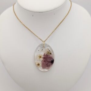 owalny naszyjnik kryształ z makiem i tawułą