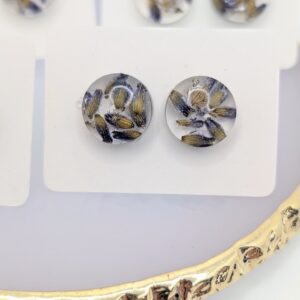 kolczyki sztyfty okrągłe z lawendą