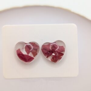 kolczyki sztyfty serca kryształy z płatkami róż