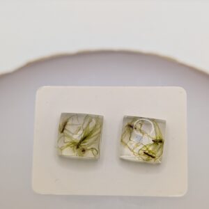 kolczyki sztyfty kwadratowe z mchem
