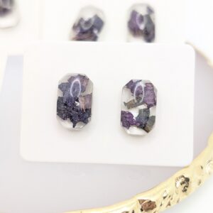 kolczyki sztyfty podłużne z płatkami kosmosów