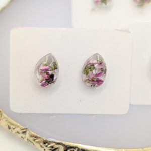 kolczyki sztyfty łezki z wrzosem