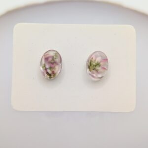 kolczyki sztyfty owalne z wrzosem