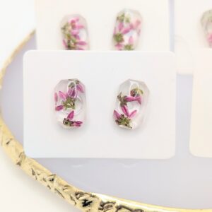 kolczyki sztyfty podłużne z wrzosem