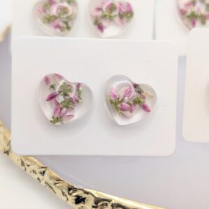kolczyki sztyfty serca z wrzosem